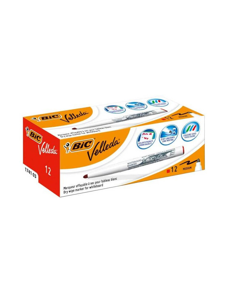Box 12 BIC® Whiteboard Marker Velleda® 1741 : rouge/rood