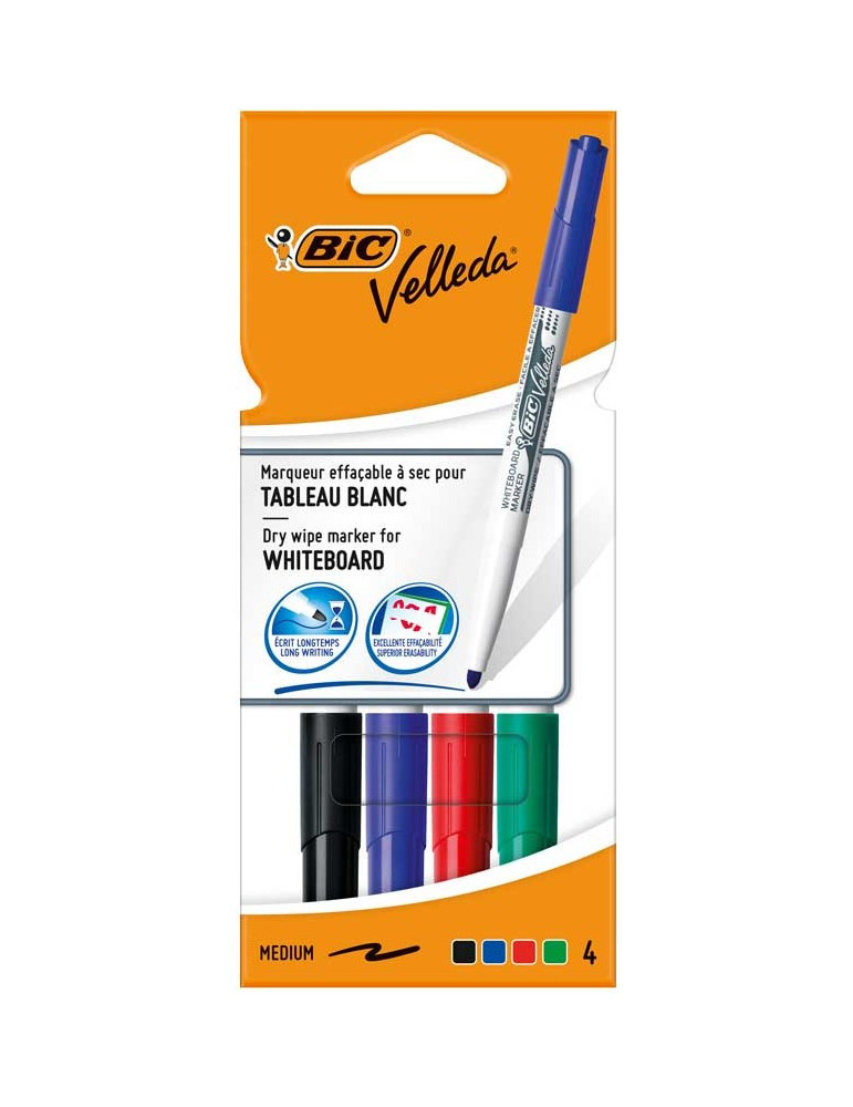 Carboardpack 4 BIC® Whiteboard Marker Velleda® 1741 : assortie