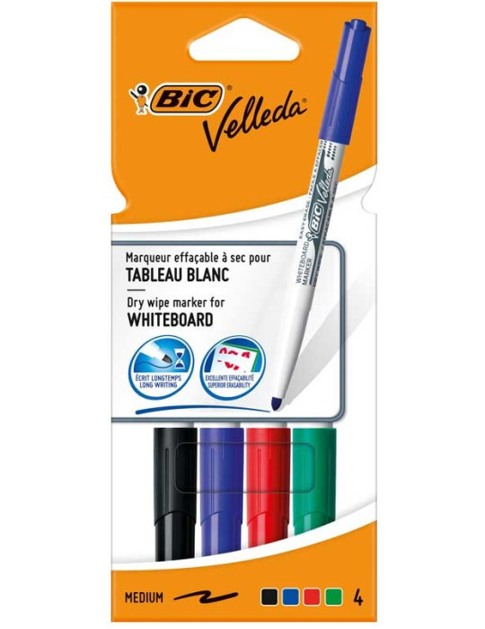 Carboardpack 4 BIC® Whiteboard Marker Velleda® 1741 : assortie