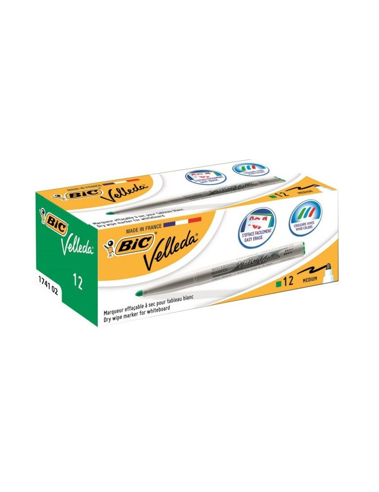 Box 12 BIC® Whiteboard Marker Velleda® 1741 : vert/groen