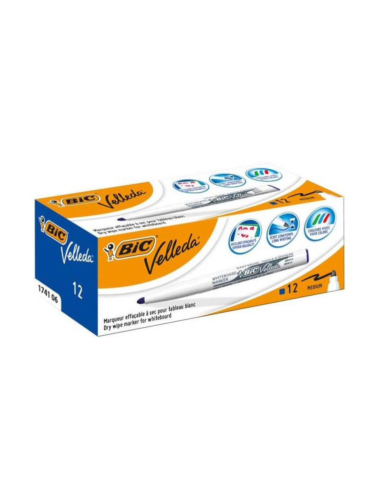 Box 12 BIC® Whiteboard Marker Velleda® 1741 : bleu/blauw