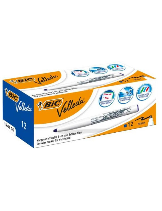 Box 12 BIC® Whiteboard Marker Velleda® 1741 : bleu/blauw