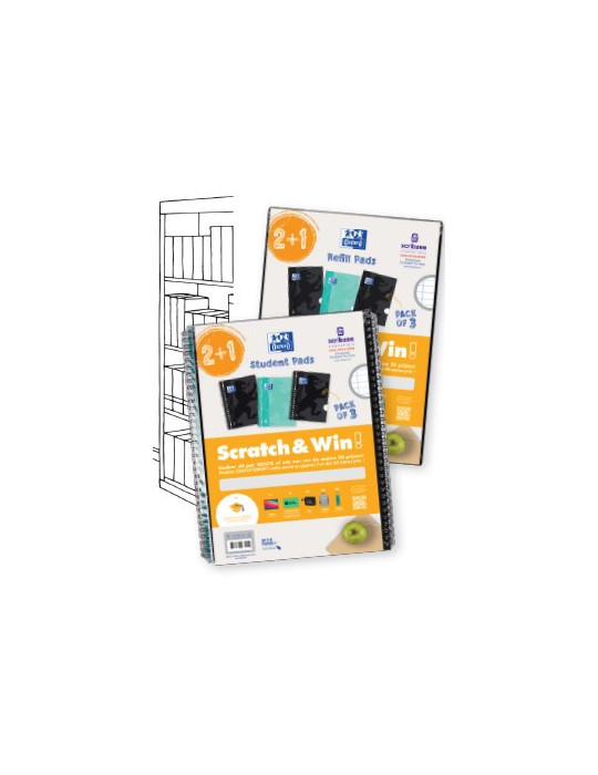 OXFORD School bloc de cours A4 Quad 5/5 100 flles couv carton souple A