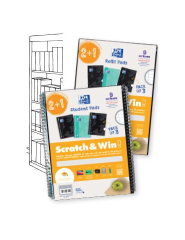 OXFORD School bloc de cours A4Ligné 100 flles couv carton souple Ass 2