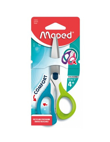 SENSOFT 3D schaar 13 cm - asymmetrisch - zachte grepen - GROEN - op bl