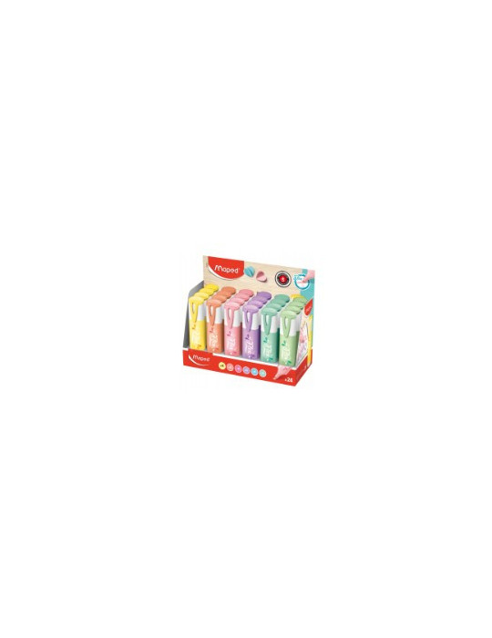 Présentoir de 24 surligneurs FLEX PASTEL, coloris assortis