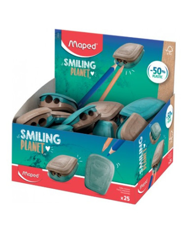 SMILING PLANET PULSE potloodslijper - van FSC gecertifieerd hout -  2-
