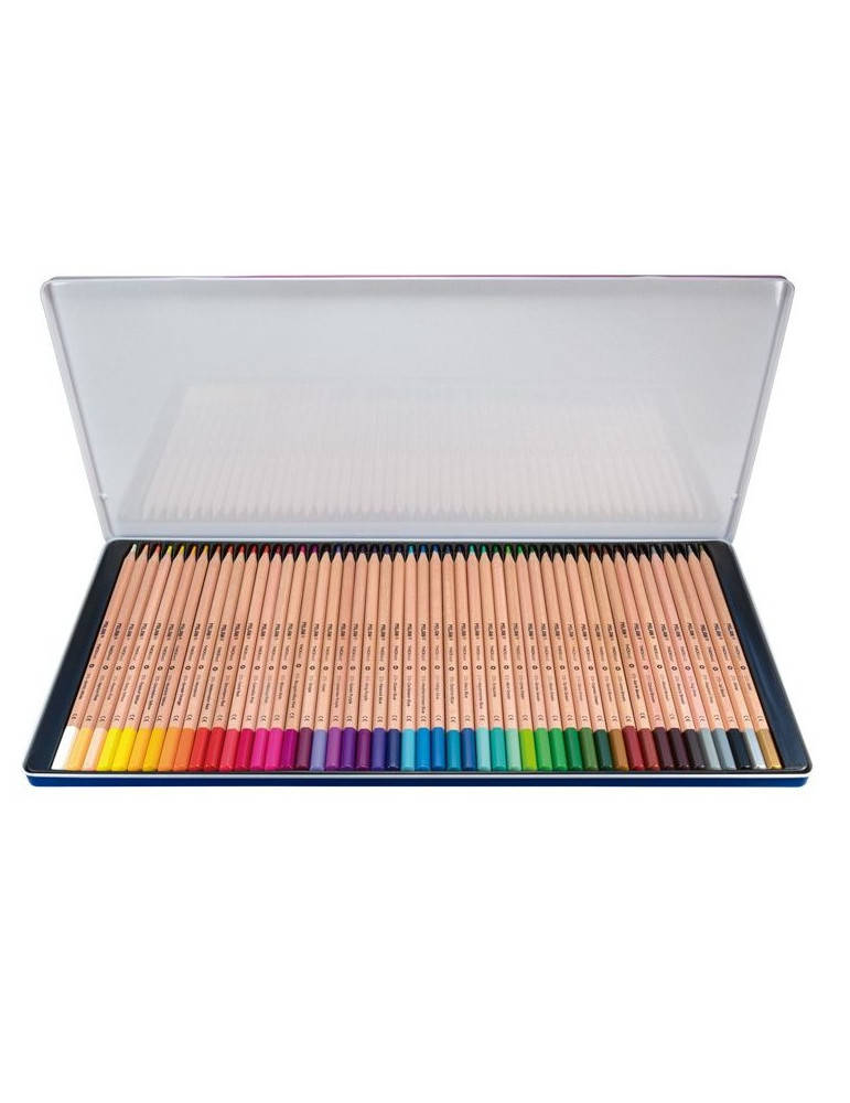 Boîte métallique 48 crayons de couleur mine épaisse Ø 3,5 mm hexagonau