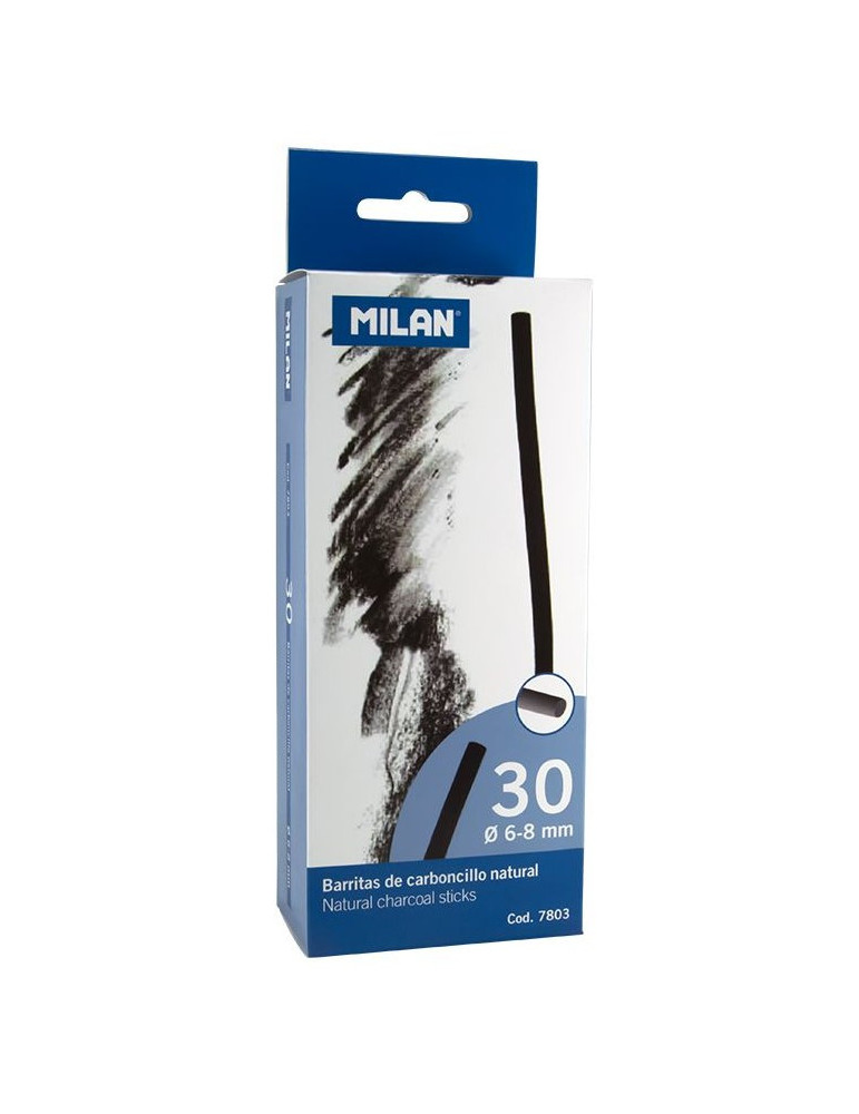 Box 30 natural charcoal sticks (cylindrical Ø 6-8 mm)