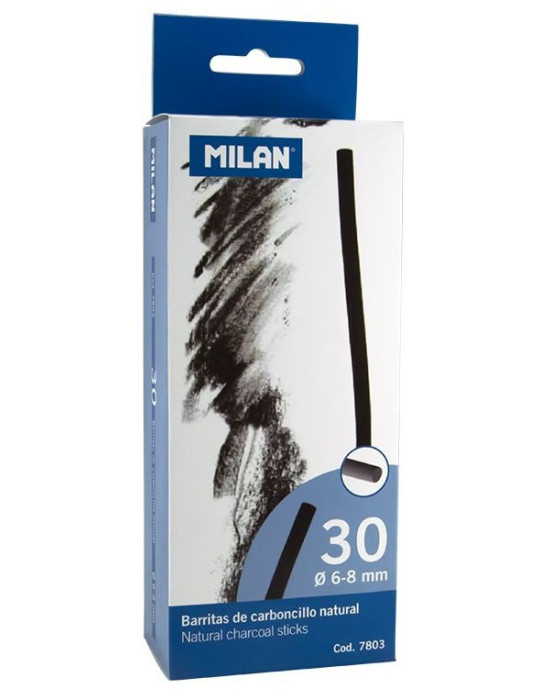 Box 30 natural charcoal sticks (cylindrical Ø 6-8 mm)