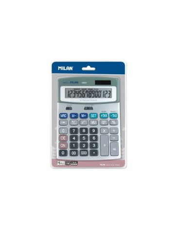 Blister pack grey-metal colour 14-digit calculator