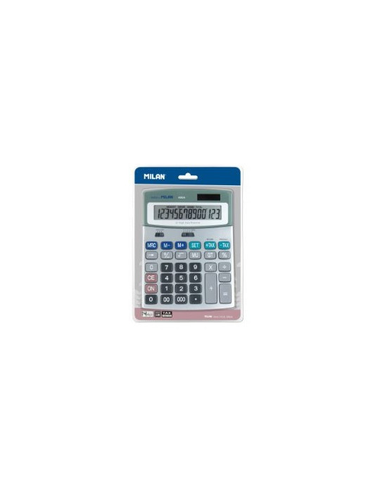 Blister pack grey-metal colour 14-digit calculator