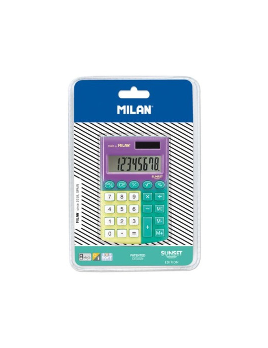 Blister pack 8-digit Sunset Pocket calculator turquoise