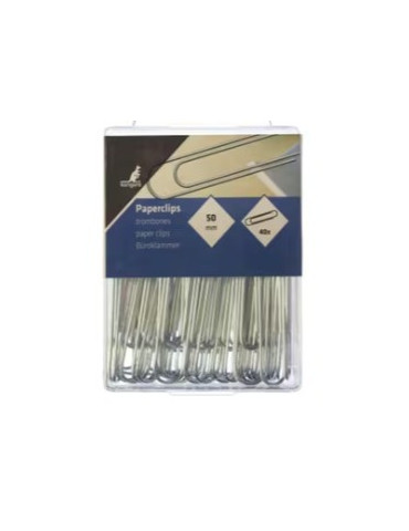 Paperclip Kangaro 50 mm, rond, kunststof doosje à 40 stuks, verzinkt