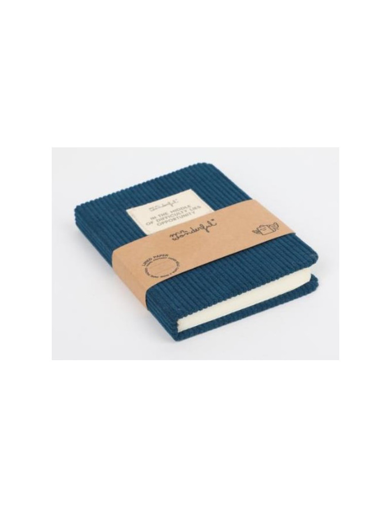 A6 notebook corduroy blue - In the middle of difficulty lies opportuni