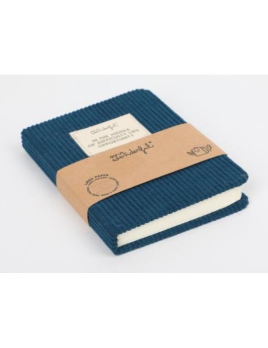 A6 notebook corduroy blue - In the middle of difficulty lies opportuni