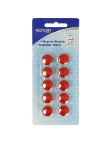 Aimant Westcott rouge paq. à 10 pcs. Ø 15x8mm, 100g