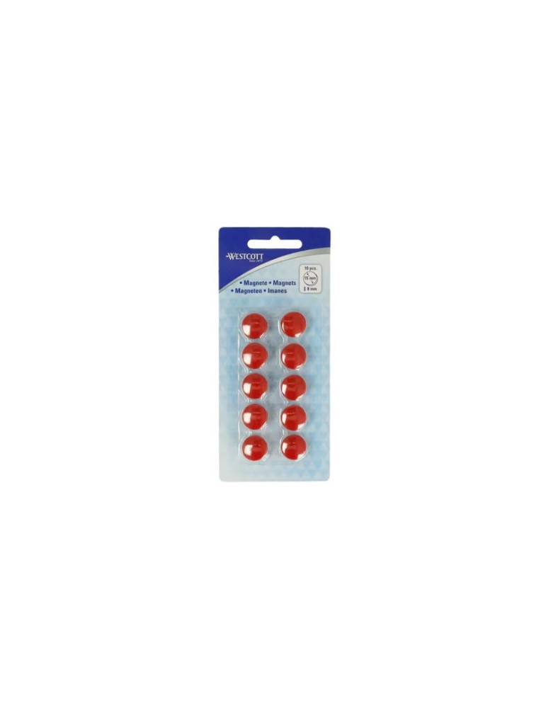 Aimant Westcott rouge paq. à 10 pcs. Ø 15x8mm, 100g