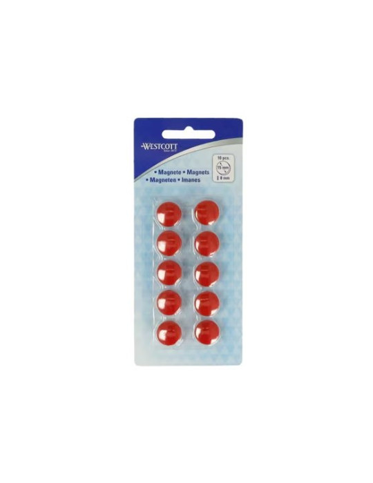 Aimant Westcott rouge paq. à 10 pcs. Ø 15x8mm, 100g