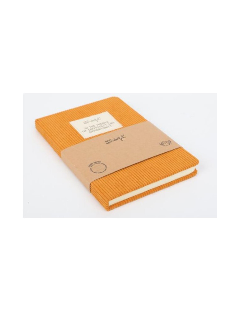 A5 notebook corduroy aubergine - In the middle of difficulty lies oppo