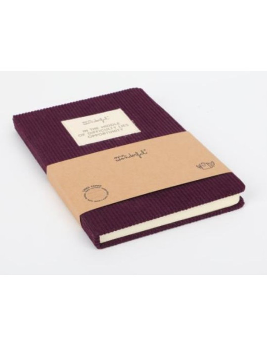 A5 notebook corduroy aubergine - In the middle of difficulty lies oppo