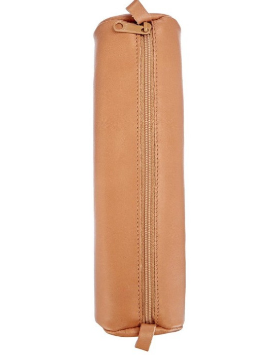 CUIR NATUREL Trousse ronde Ø5,5x22cm