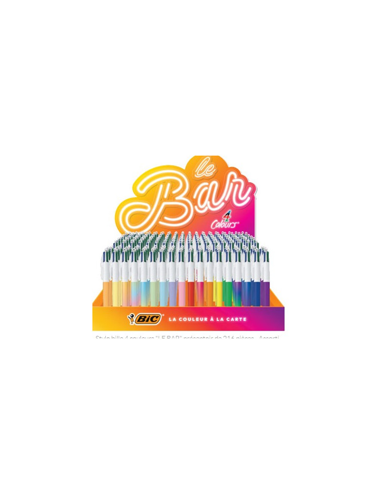 Stylo bille 4 couleurs "LE BAR" présentoir de 216 pièces - Assorti