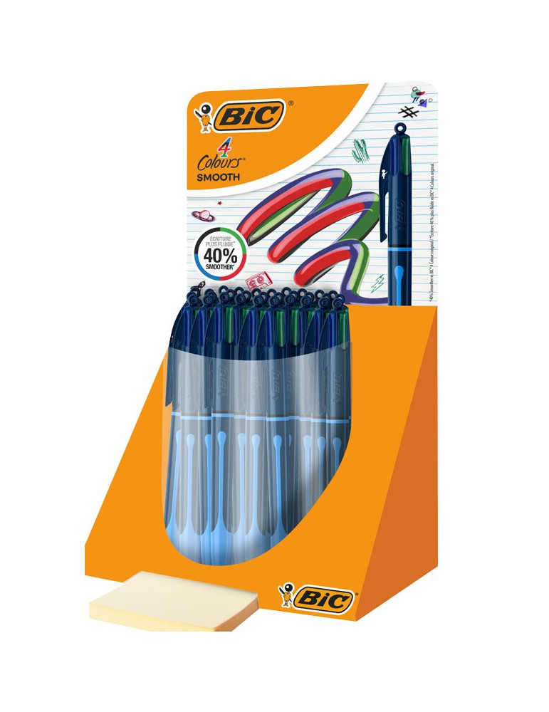 Stylo bille 4 couleurs "Smooth" présentoir de 30 pièces - Drop
