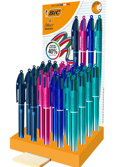 Stylo bille 4 couleurs "Smooth" présentoir de 36 pièces - Drop/Gradien