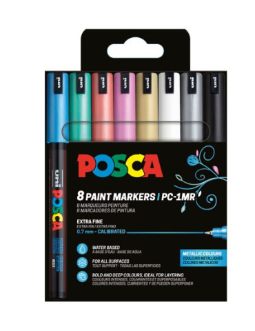 Set de 8 marqueurs pointe calibrée extra-fine - Couleurs Métallisées O