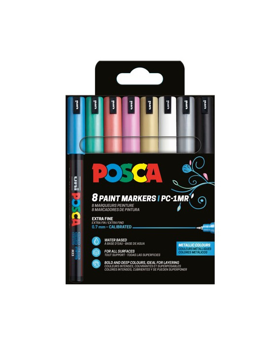 Set de 8 marqueurs pointe calibrée extra-fine - Couleurs Métallisées O