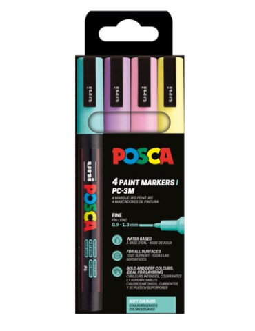 Set de 4 marqueurs pointe conique fine - Couleurs Douces - Rose Clair