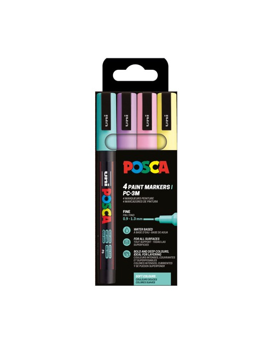 Set de 4 marqueurs pointe conique fine - Couleurs Douces - Rose Clair