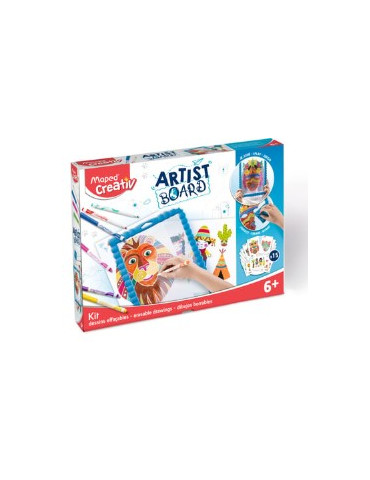 MAPED CREATIV - ARTIST BOARD - Kit de dessins effaçables "Masques" sur