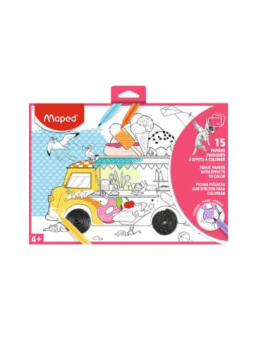 Papier magique à colorier x15 couleurs assorties pochette carton broch