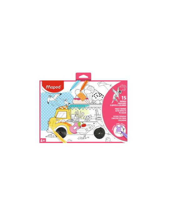 Papier magique à colorier x15 couleurs assorties pochette carton broch