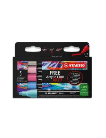 FREE Acrylic ARTY T300 set 5 pcs pastel