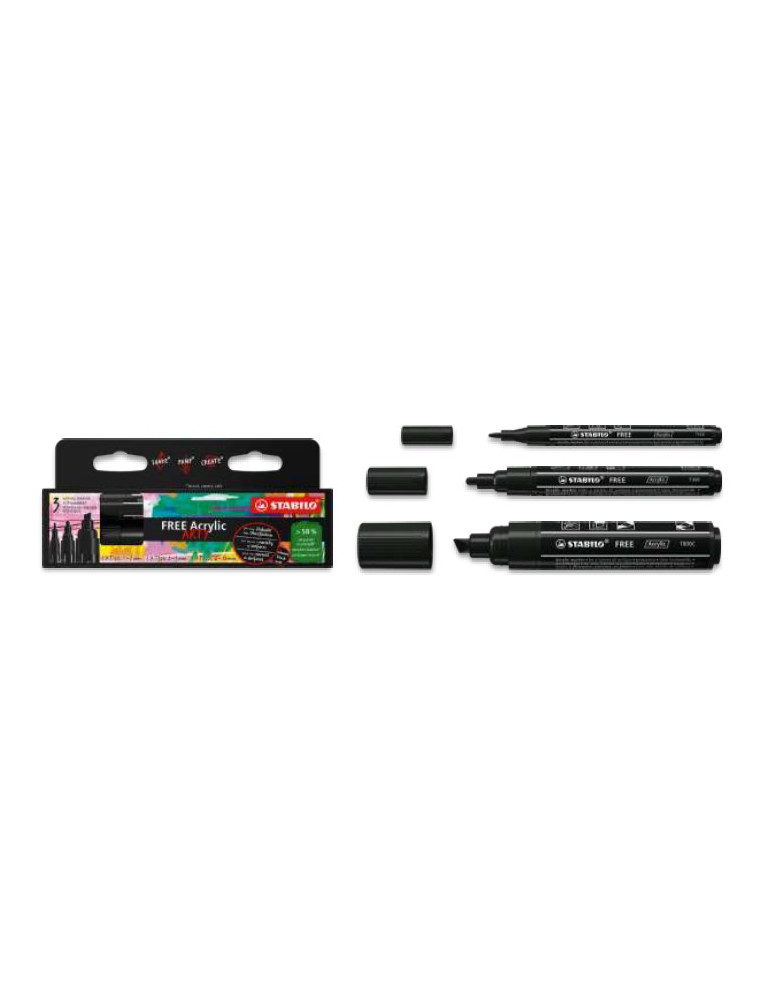 FREE Acrylic ARTY mixed tip set black (691/746+692/746+693/746)