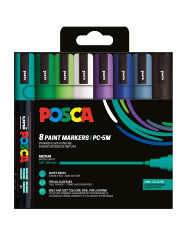 Set de 8 marqueurs pointe conique moyenne - Couleurs froidesBlanc - No