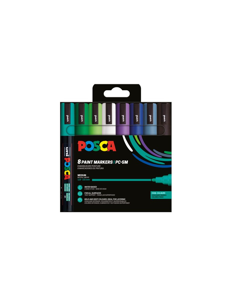 Set de 8 marqueurs pointe conique moyenne - Couleurs froidesBlanc - No