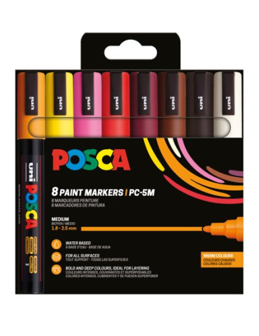 Set de 8 marqueurs pointe conique moyenne - Couleurs chaudesIvoire - N