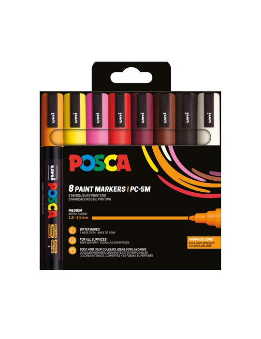 Set de 8 marqueurs pointe conique moyenne - Couleurs chaudesIvoire - N