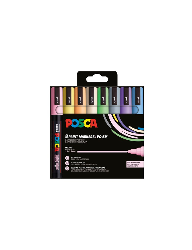 Set de 8 marqueurs pointe conique moyenne - Couleurs pastel Beige - Ja