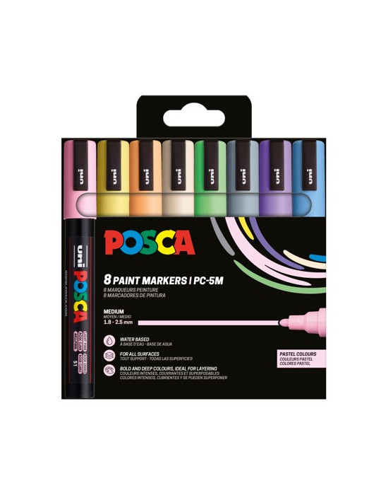 Set de 8 marqueurs pointe conique moyenne - Couleurs pastel Beige - Ja