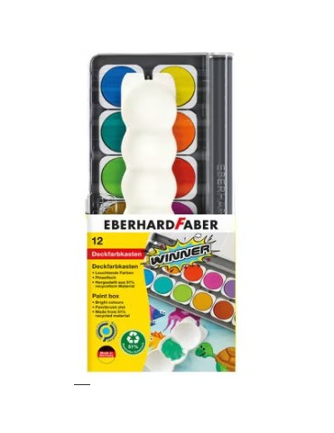 Boîte de peinture Eberhard Faber Winner 12 couleurs avec palette de mé