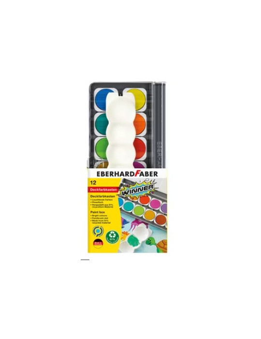 Boîte de peinture Eberhard Faber Winner 12 couleurs avec palette de mé