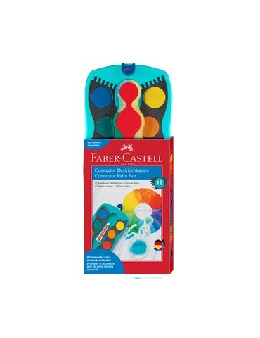 Boîte aquarelle Faber-Castell 12 couleurs +1 tube blanc Connector turquoise