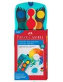Waterverfdoos Faber-Castell 12 kleuren +1 tube wit Connector turquoise