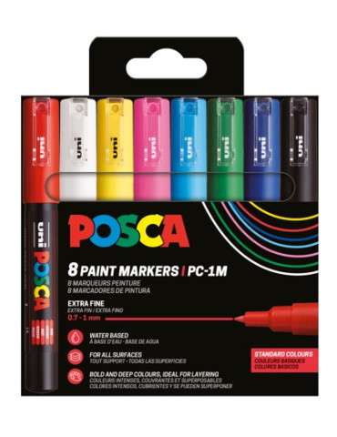 Set de 8 marqueurs pointe conique extra-fine - Couleurs basiques Blanc 2