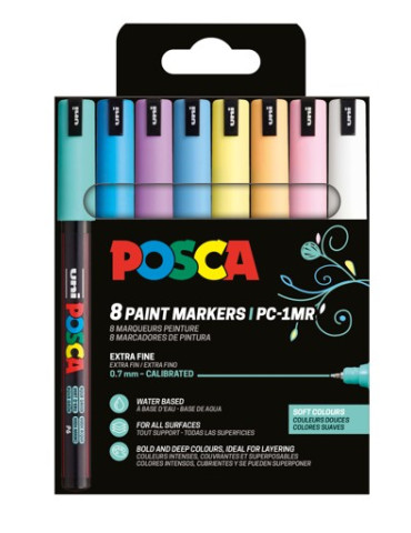 Set de 8 marqueurs pointe calibrée extra-fine Blanc - Bleu clair - Jau 2